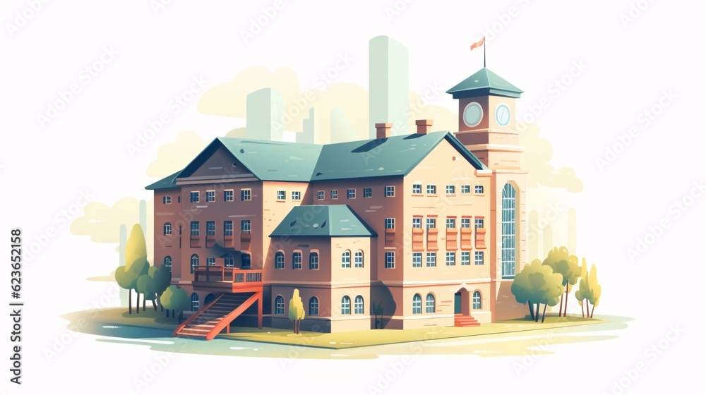 Obraz premium Illustration of school building isolated on white background