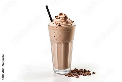 Chocolate milkshake isolated on white background