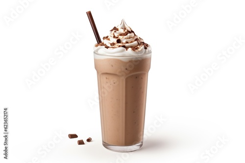 Chocolate milkshake isolated on white background