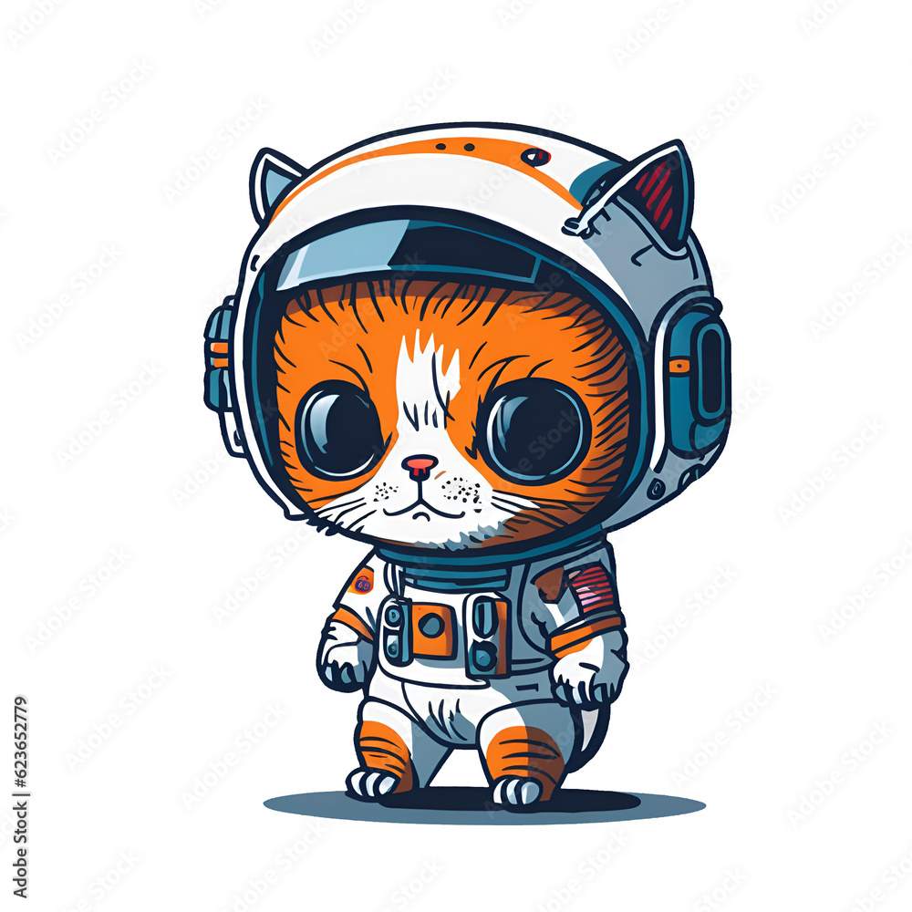 Astronaut Cat illustration PNG, Generative AI