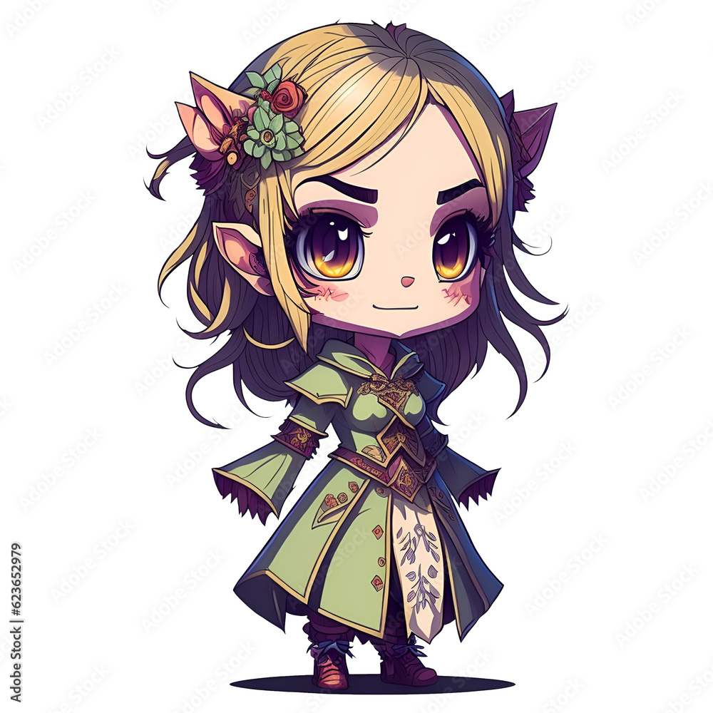 Cute Elf Girl illustration PNG, Generative AI Cute Elf Girl illustration PNG, Generative AI