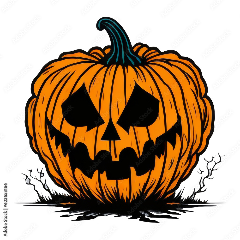 Spooky Pumpkin illustration PNG, Generative AI Spooky Pumpkin illustration PNG, Generative AI