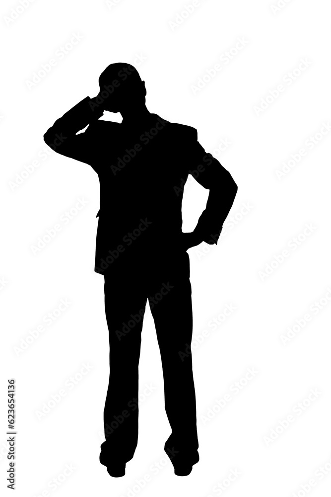 Digital png illustration of black silhouette of man on transparent background