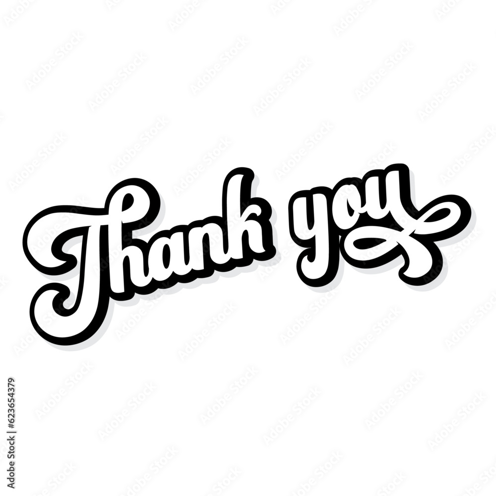 Thank You Black And White Typography Design Stock Vector | Adobe Stock