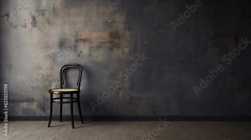 chair in the room with plain wall at background
