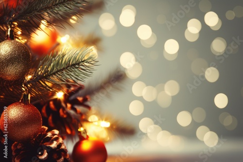 Christmas and New Year holidays background with bokeh defocused lights, Generative AI