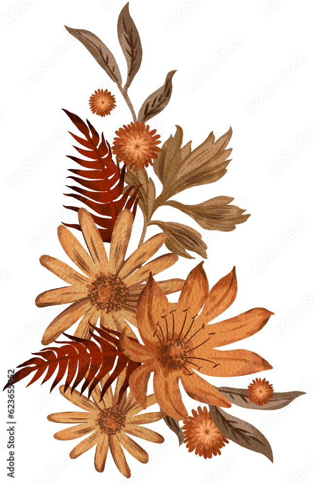 Autumn floral digitally painted illustration