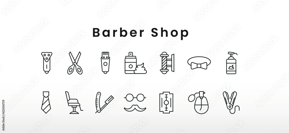 Barber shop line icons set, outline vector symbol collection, linear ...