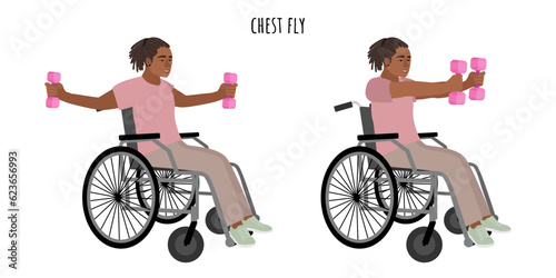 Disabled man doing chest fly exercise