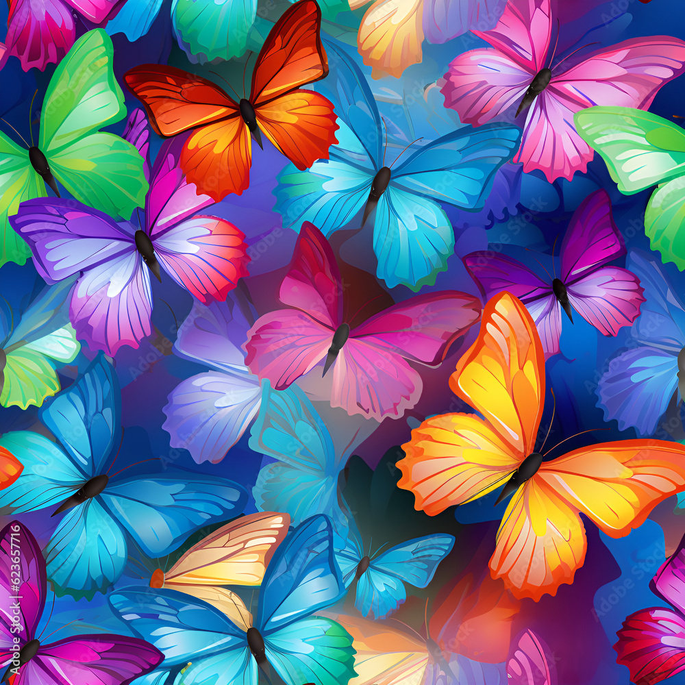 seamless floral pattern,butterfly,Ai generated