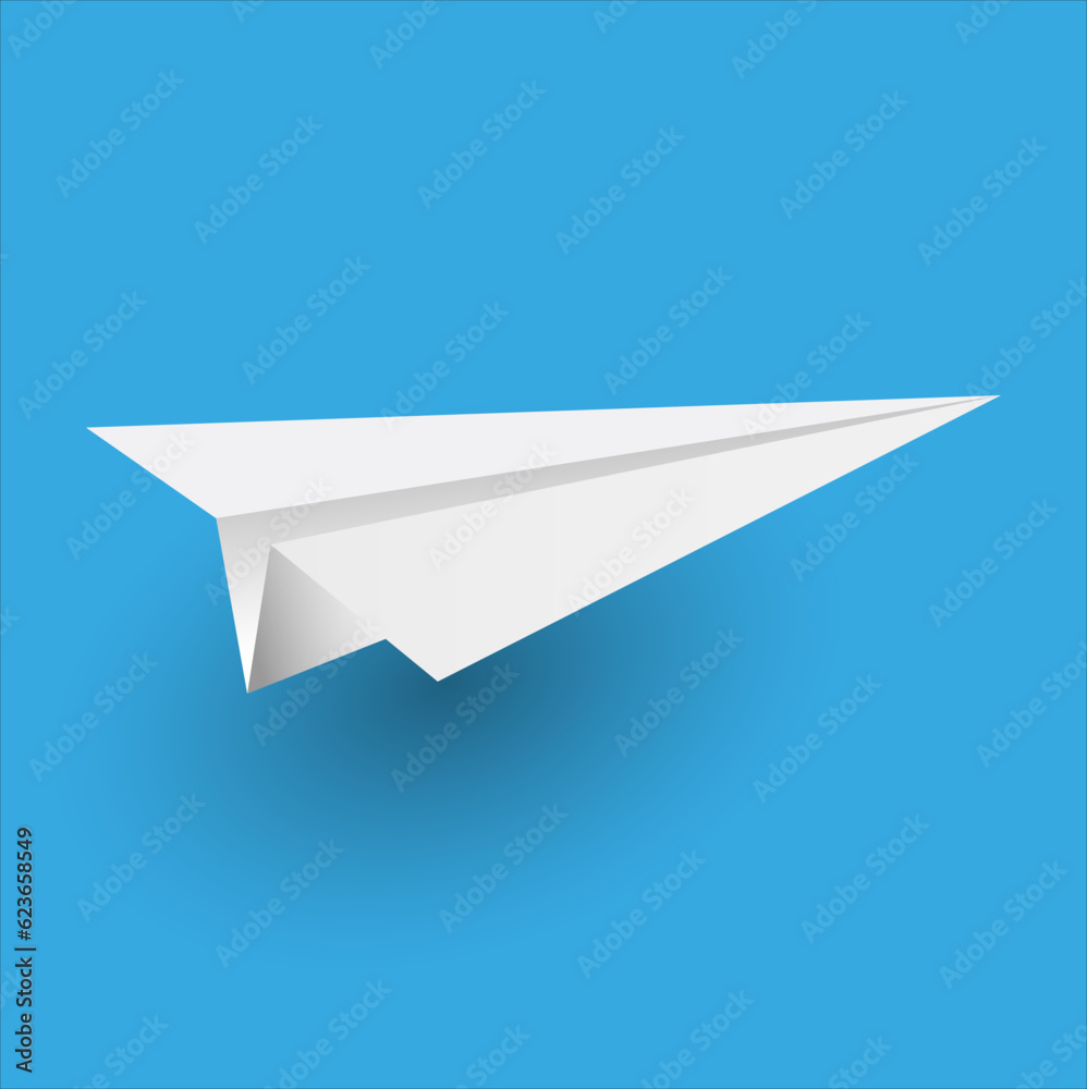 Paper plane 3d icon illustration, white paper folded into shape on blue background isolated with shadow Paper plane 3d icon illustration, white paper folded into shape on blue background isolated with shadow