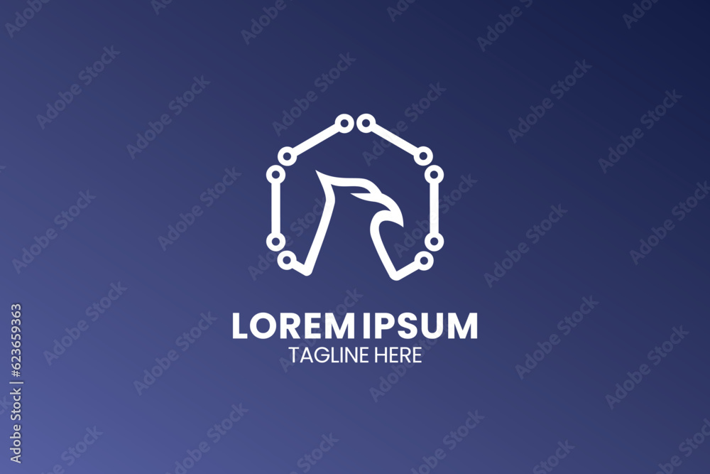 eagle network technology logo design in white on blue background eagle network technology logo design in white on blue background