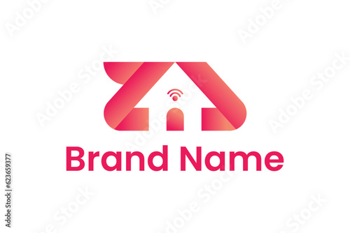 za initial combination internet network logo design with gradient color photo