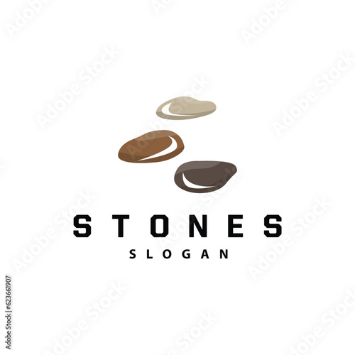 Stone Logo, Premium Elegant Design, Stone Balance Vector, Stepping Rock Walking Icon Illustration Design