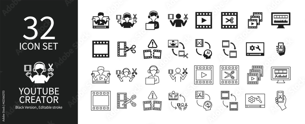 Icon set related to YouTube Icon set related to YouTube
