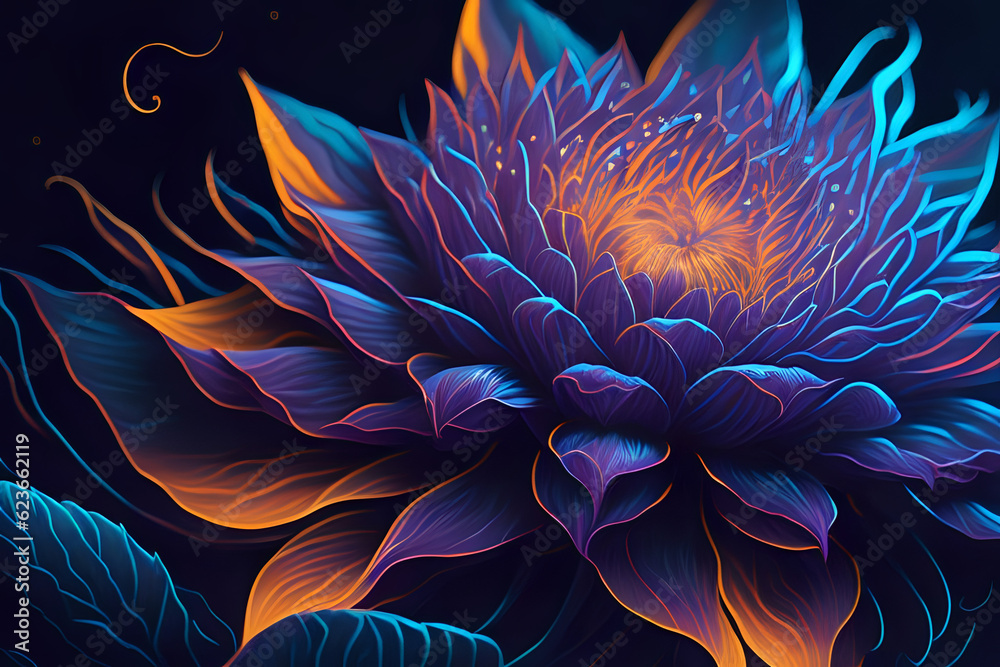 Fototapeta premium Lotus flower neon colorful