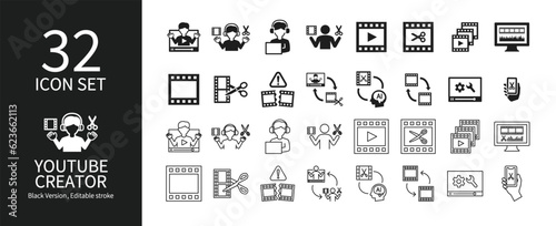 Icon set related to YouTube