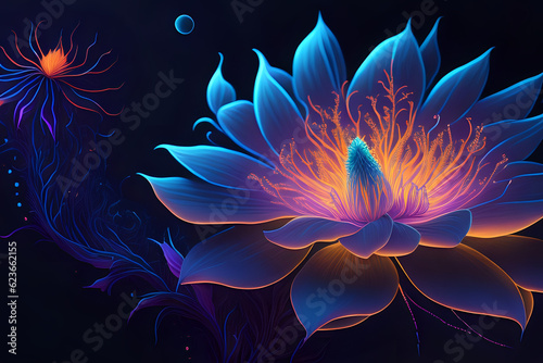 Lotus flower neon colorful