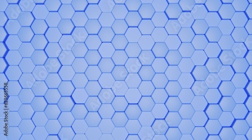 Abstract blue hexagon geometry background. 3d render