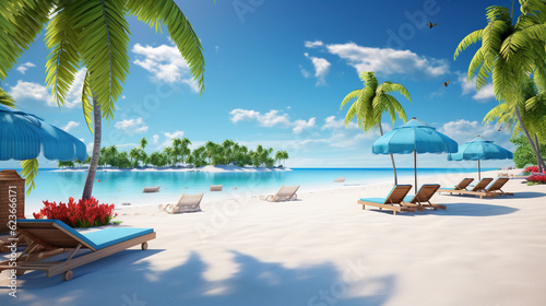 pristine beach with palm trees