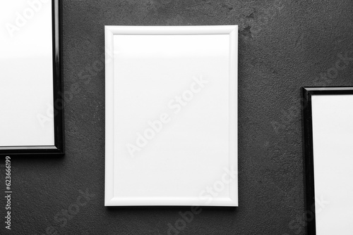 Blank photo frames on black background