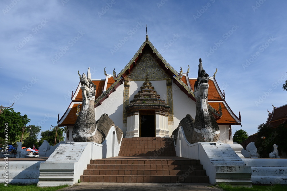 One of the temples in the north of Thailand. It's a beautiful building.