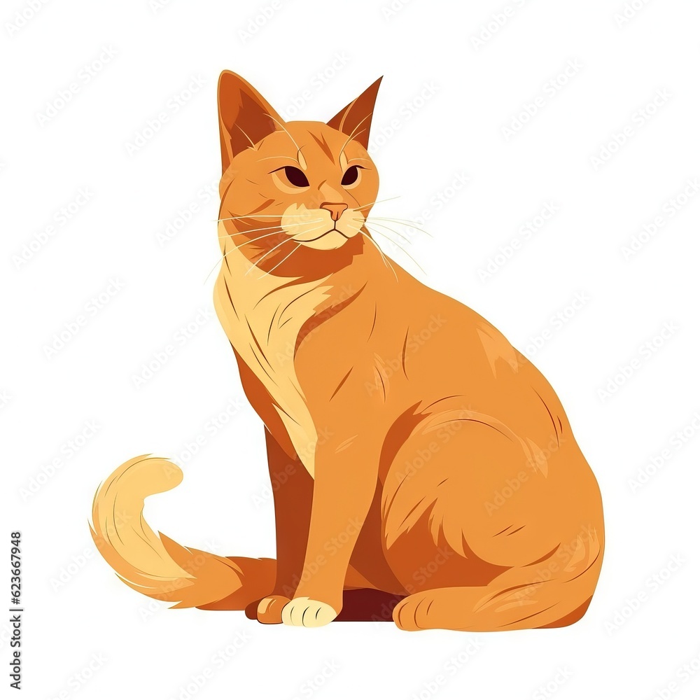 an orange cat sitting on the ground looking at the camera with a sad look on its face and eyes, with one paw on the ground and one paw on the other side of the cat. generative ai an orange cat sitting on the ground looking at the camera with a sad look on its face and eyes, with one paw on the ground and one paw on the other side of the cat. generative ai