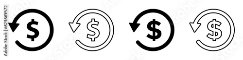 Chargeback vector icons. Return money vector signs