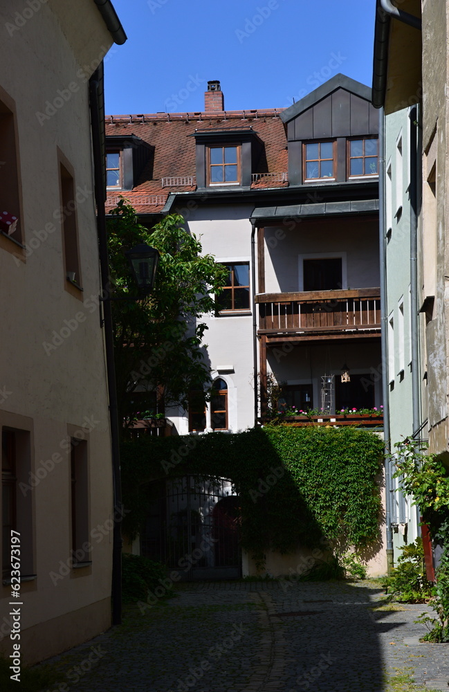 Narrow Street in the Old Town of Regensburg, Bavaria