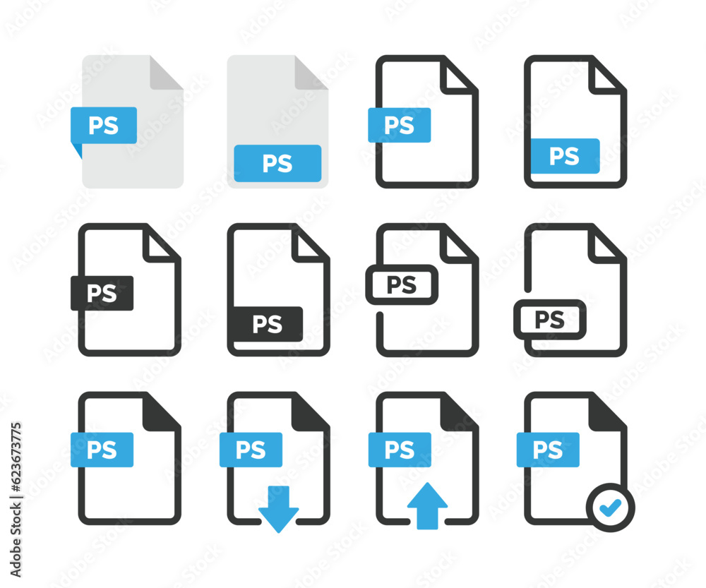 PS file icon isolated on white background PS file icon isolated on white background