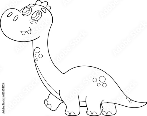 Outlined Cute Baby Triceratops Dinosaur Cartoon Character Walking. Vector Hand Drawn Illustration Isolated On Transparent Background