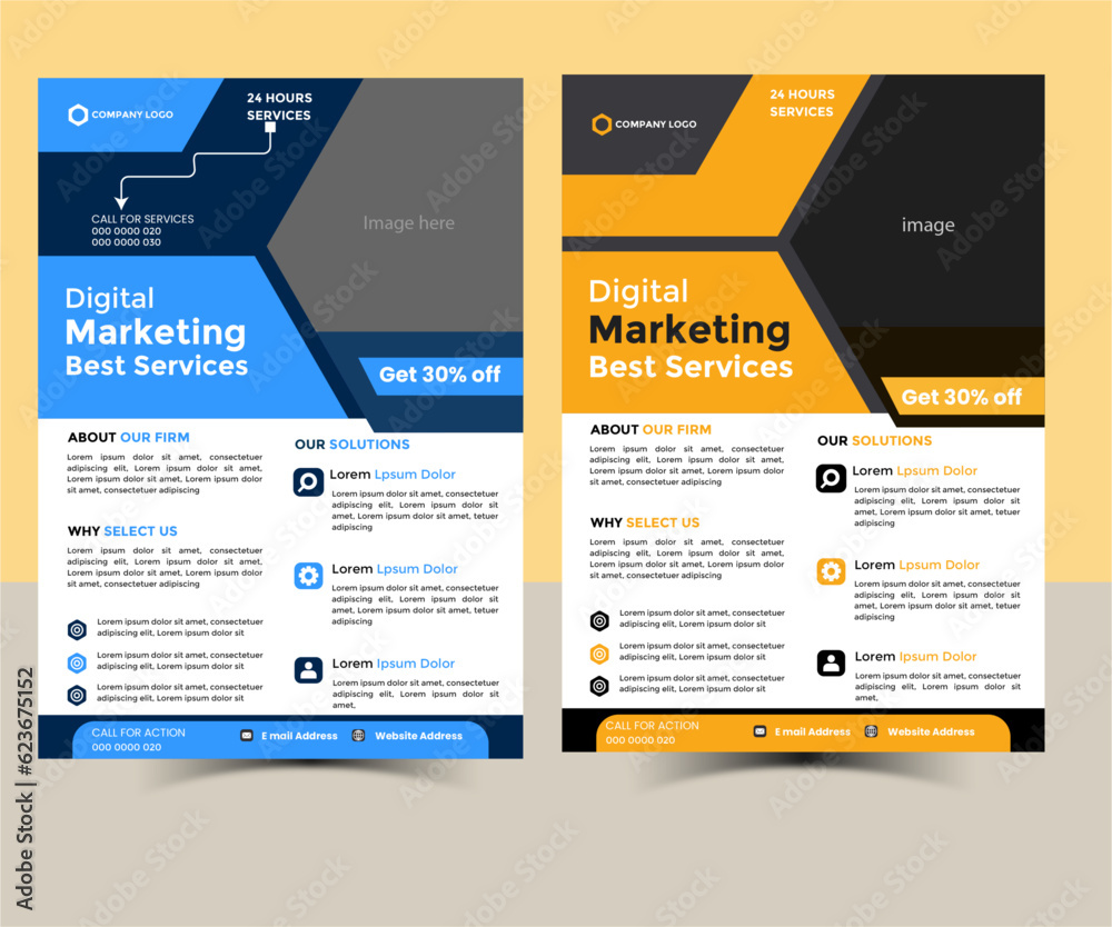 Obraz premium Marketing best service design template layout presentation creative company poster 