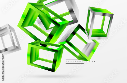 3D cube shapes vector geometric background. Trendy techno business template for wallpaper, banner, background or landing
