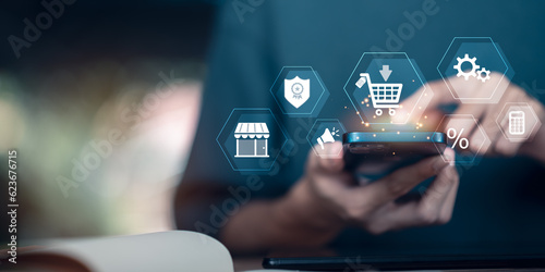 Consumers order in online stores ,Consumer society ,Shopping service on online web ,stores and shop on internet ,online business , convenience ,Organizing product promotions for market competition