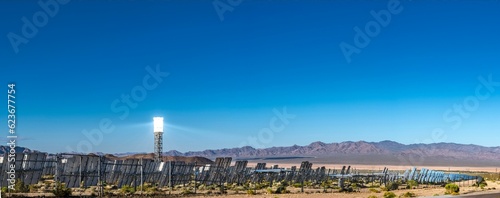 Harvesting the Sun: Solar Thermal Energy Power Plant on the Majestic Desert Landscape of Southern California, USA, Captured in Breathtaking 4K Resolution