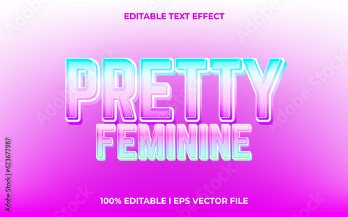 pretty feminine 3d editable text effect  template with 3d style use for logo and business brand