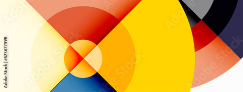 Circles with shadows trendy minimal geometric composition abstract background