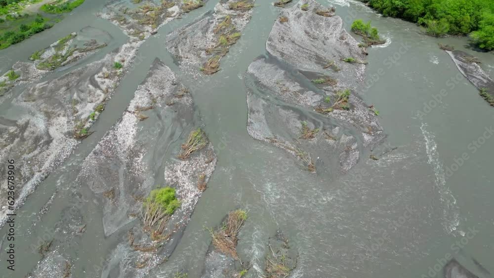 mountain river Terek, view from a flying drone - stock video georgia mountain river Terek, view from a flying drone - stock video georgia