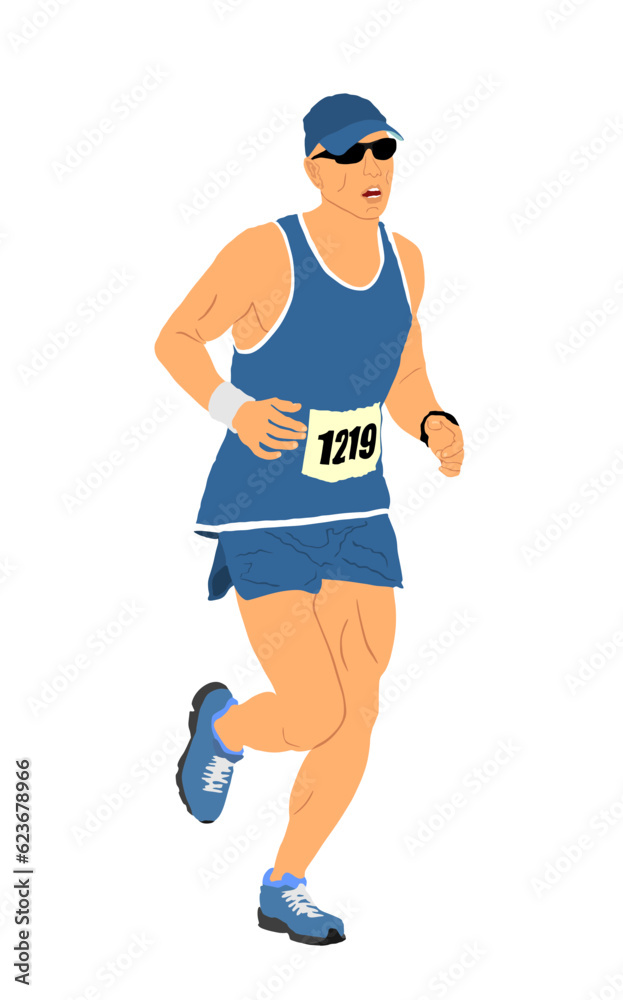 Sprinter runner vector illustration isolated on white background. Marathon racer running on race competition. Sport man activity. Athlete boy in start of race. Muscular male focus. Sprinter runner vector illustration isolated on white background. Marathon racer running on race competition. Sport man activity. Athlete boy in start of race. Muscular male focus.