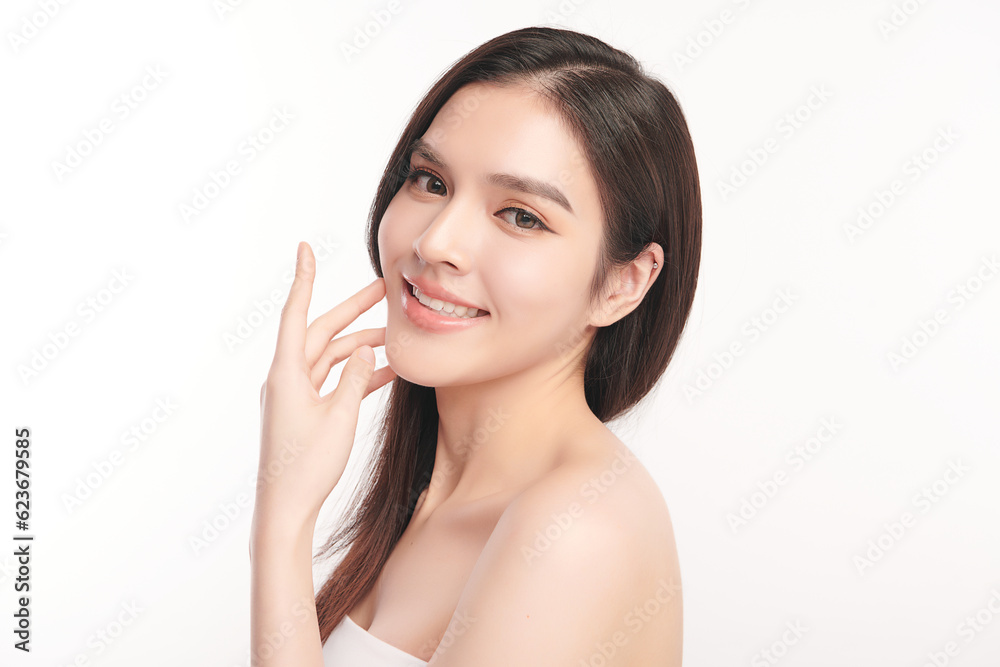Beautiful young asian woman with clean fresh skin on white background, Face care, Facial treatment, Cosmetology, beauty and spa, Asian women portrait. Beautiful young asian woman with clean fresh skin on white background, Face care, Facial treatment, Cosmetology, beauty and spa, Asian women portrait.