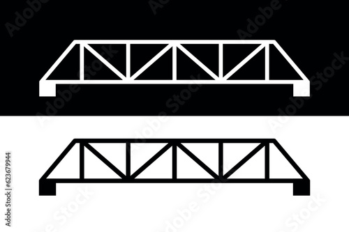 Railway bridge icon. Pictogram for marking the area on the map. Iron bridge over the river.