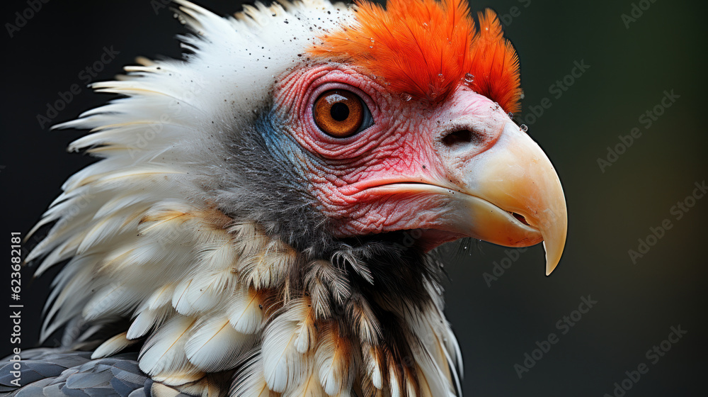 Portrait of a vulture in a zoo. Close-up. Generative AI.