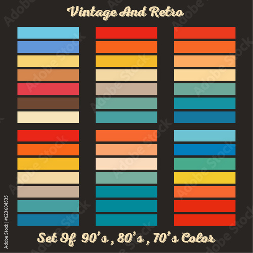 Vintage Color Set Vintage And Retro Color Set Of 70's 80's 90's T Shirt Design