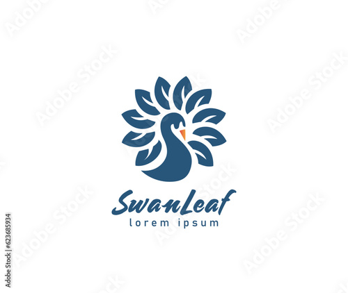 Swan leaf logo template vector illustration design