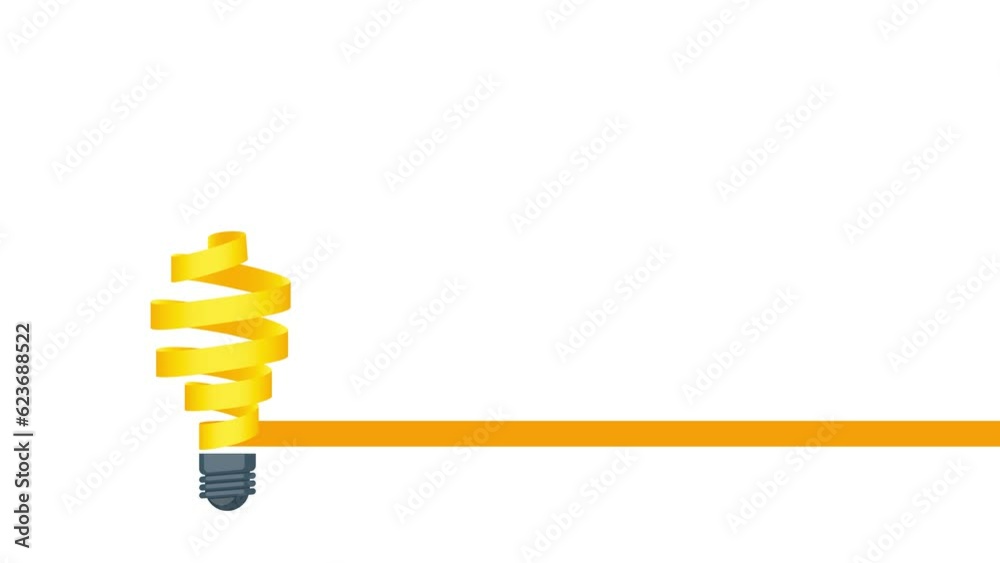 Light bulb ribbon animation with copy space text area background green ...