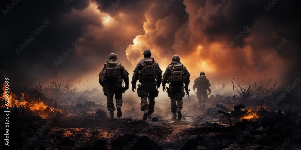 War special forces soldiers destroyed by bombs and smoke