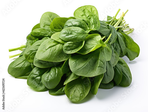 Fresh spinach leaves (Spinacia oleracea) on isolated white background in PNG format Generative AI