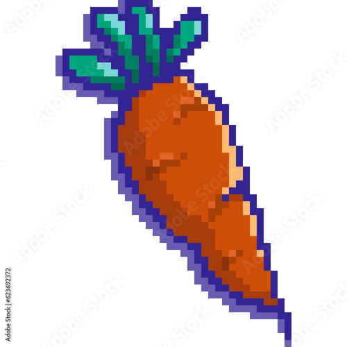 Pixel carrot. Pixel art illustration.