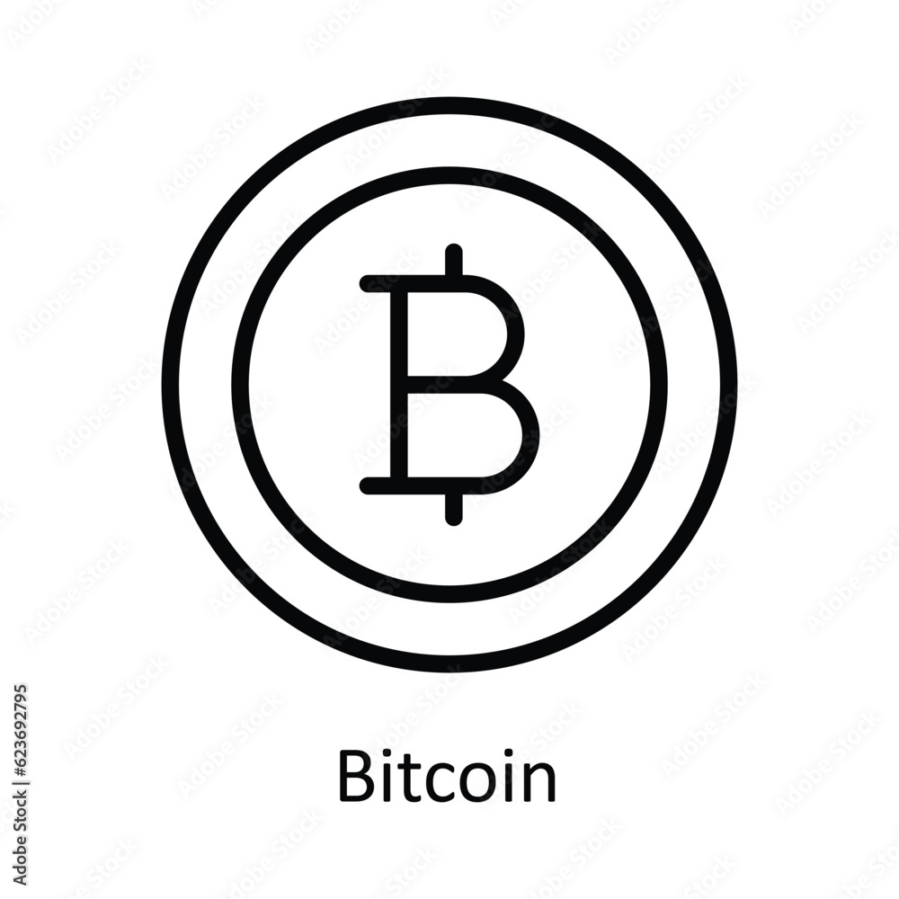 Bit coin Vector outline Icon Design illustration. Cyber security Symbol on White background EPS 10 File Bit coin Vector outline Icon Design illustration. Cyber security Symbol on White background EPS 10 File