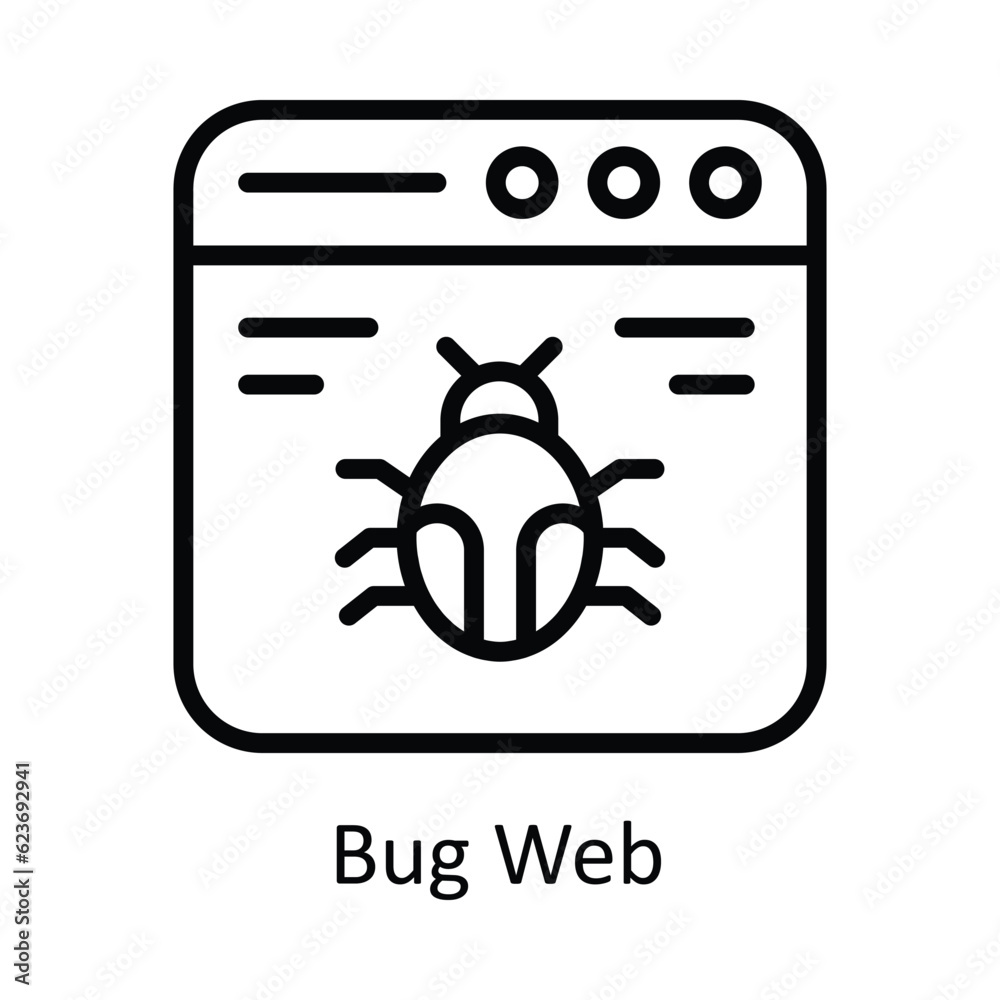 Bug Web Vector outline Icon Design illustration. Cyber security Symbol on White background EPS 10 File Bug Web Vector outline Icon Design illustration. Cyber security Symbol on White background EPS 10 File